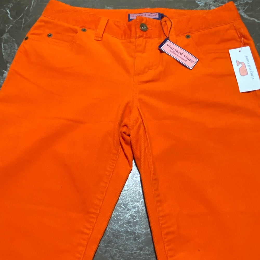 🔥 NWT Vineyard Vines Bright Orange Pants – Size 4 – 🍊corduroy 🔥 - Picture 4 of 8
